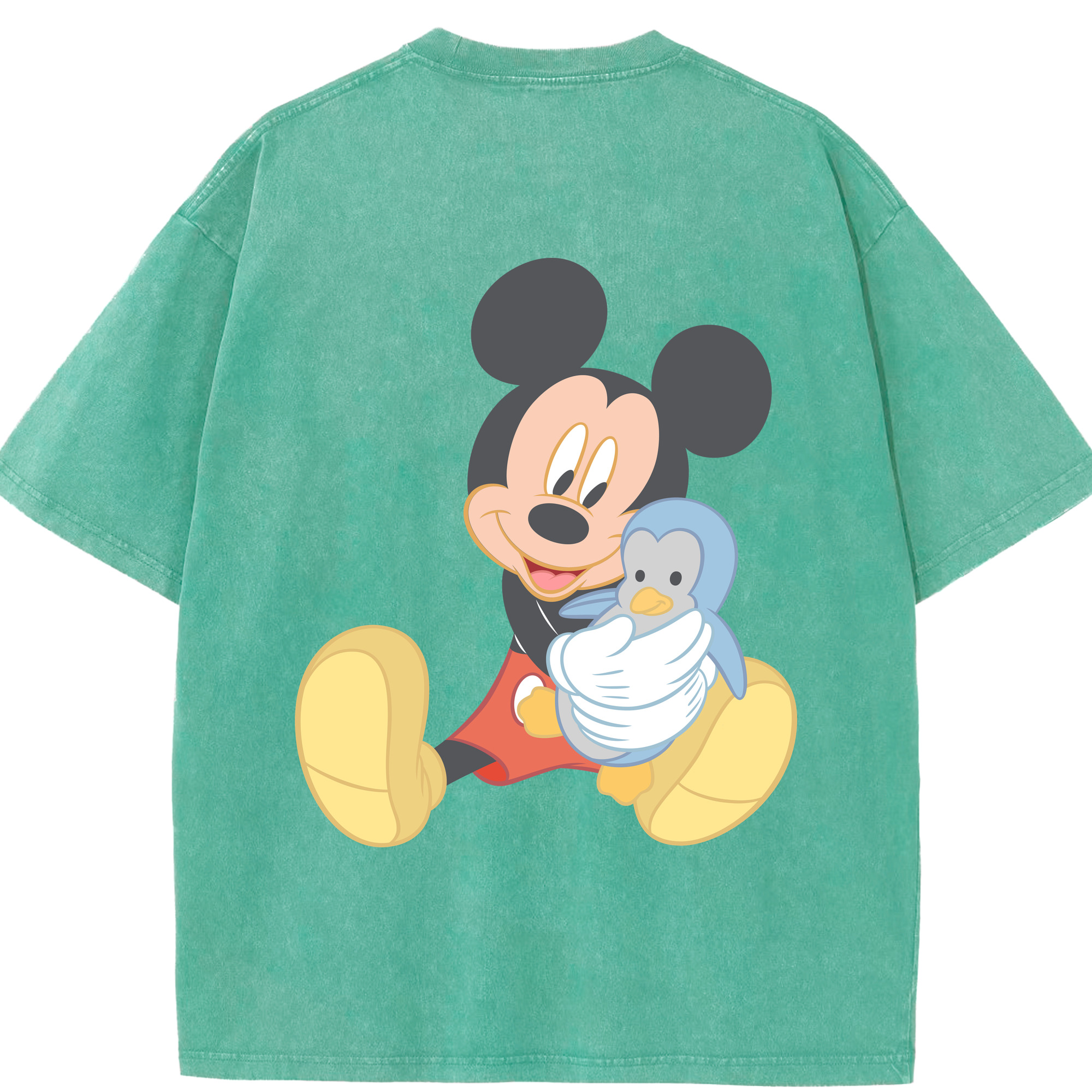 （画像用） ミッキーマウス Mickey Mouse 綿100% ヴィンテージ風 半袖Tシャツ（背面プリント）